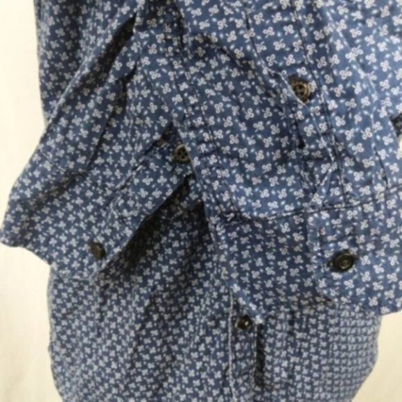 Zara Blue White Printed Button Down Long Sleeve Men's Shirt S - Picture 9 of 10